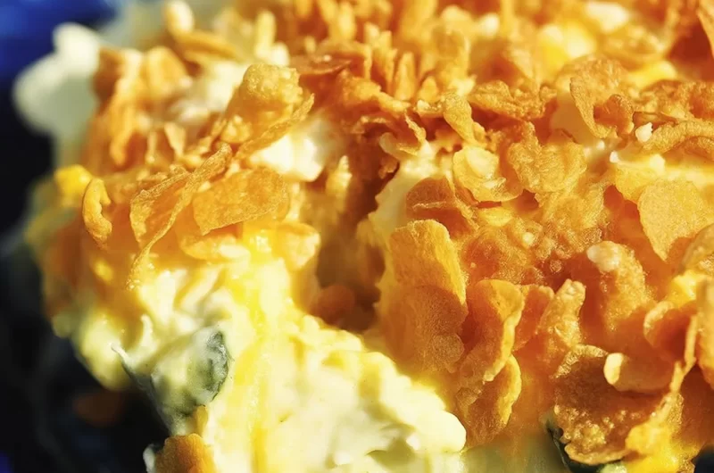 Delicious squash casserole with a buttery cracker topping, creamy and cheesy.