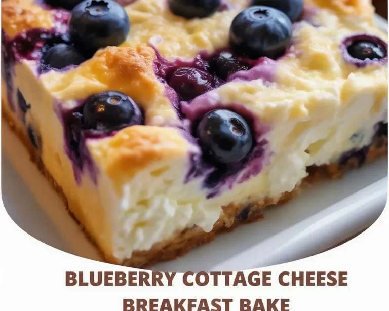 Blueberry Cottage Cheese Breakfast Bake served on a plate, a protein-rich morning treat.