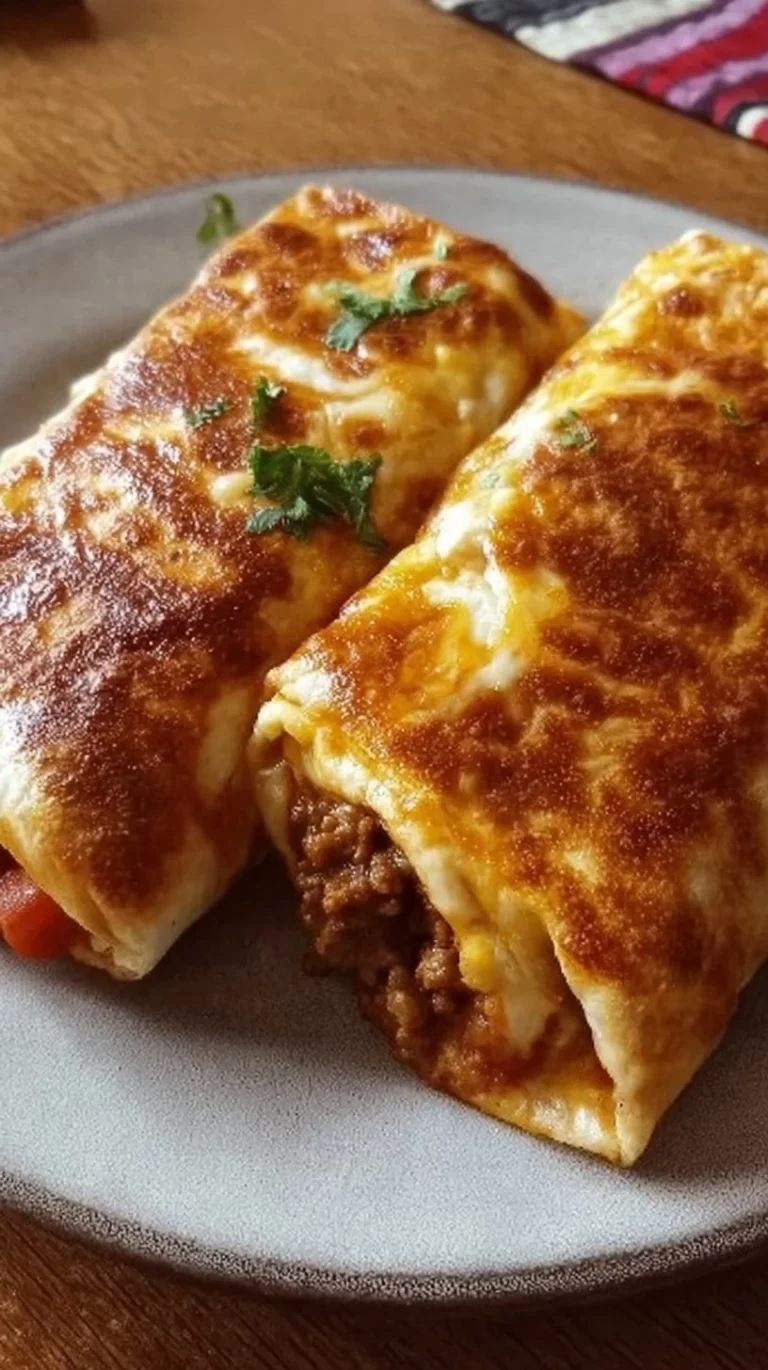 Delicious cheesy beef chimichangas topped with fresh ingredients