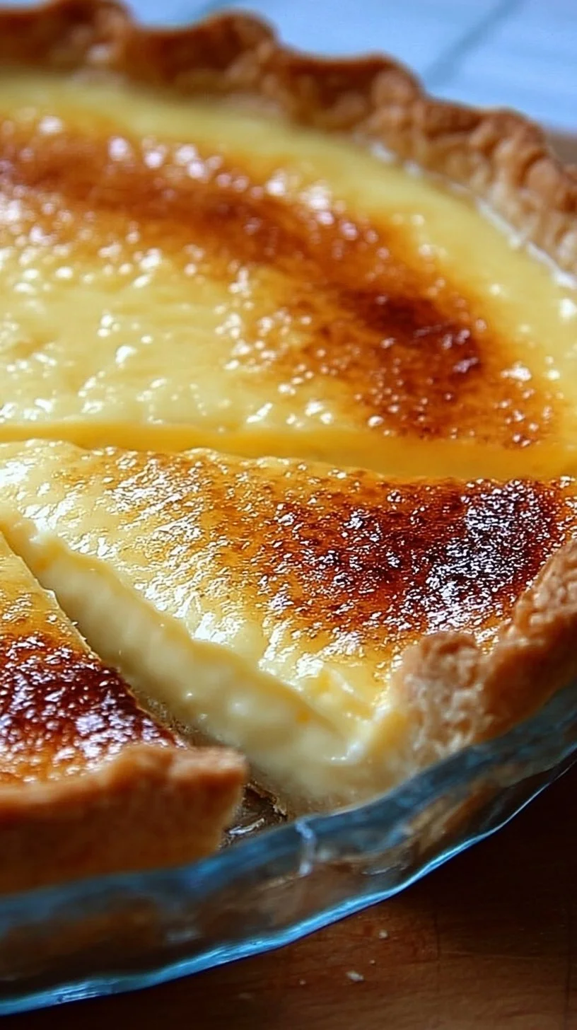 Delicious creamy egg custard pie served with a sprinkle of nutmeg