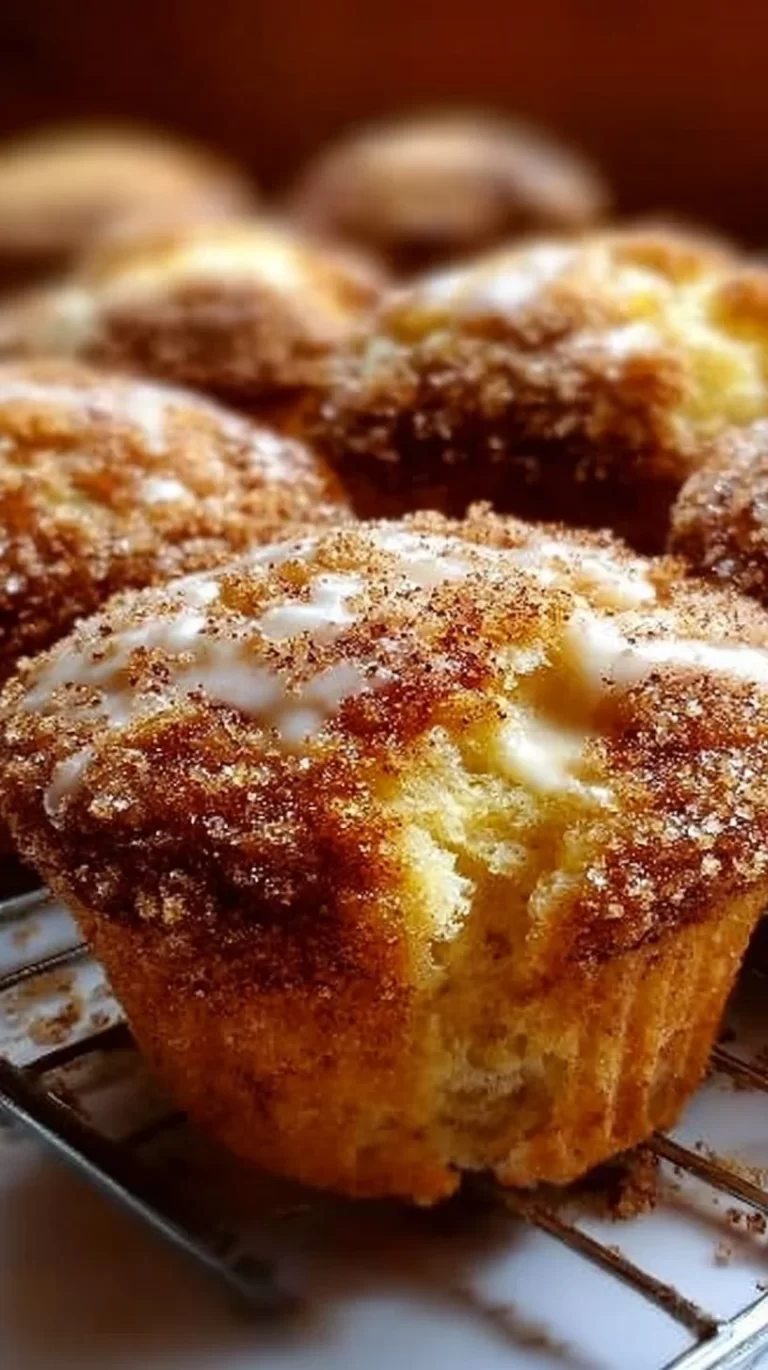 Freshly baked heavenly cinnamon sugar cream muffins with a sweet topping.