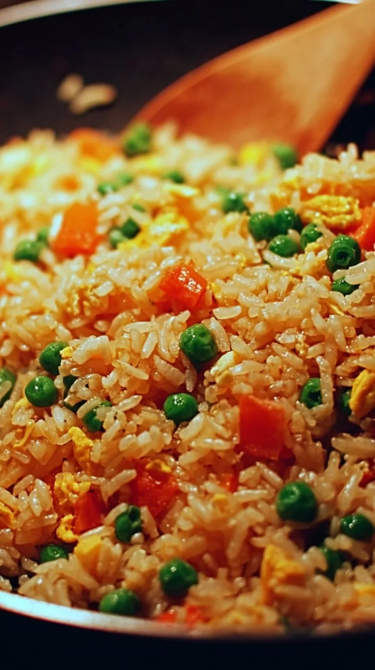 Bowl of homemade fried rice with vegetables and egg