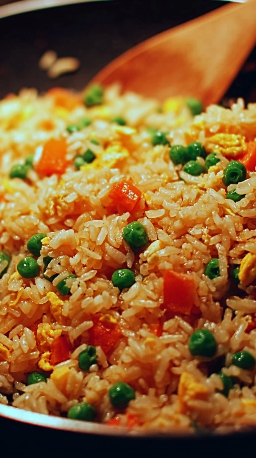 Bowl of homemade fried rice with vegetables and egg