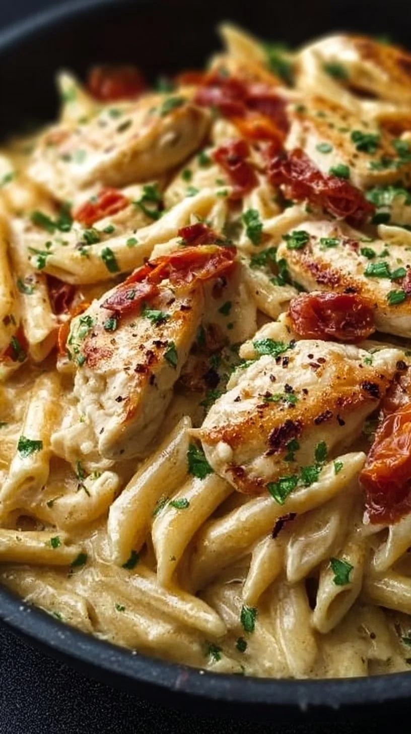 Delicious Marry Me Chicken Pasta dish garnished with herbs and served in a bowl
