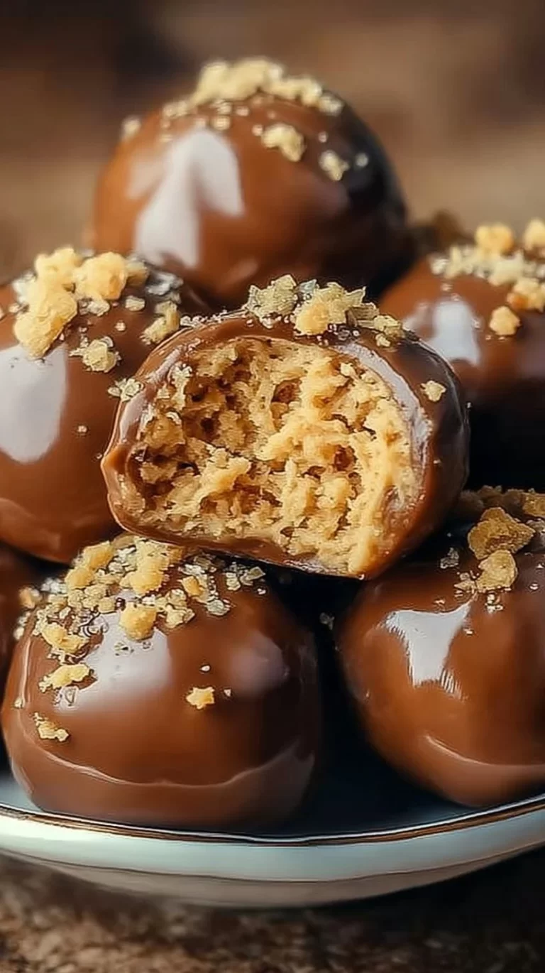 No-Bake Butterfinger Balls covered in chocolate and sprinkled with crushed peanuts