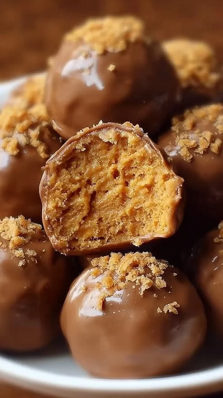 No Bake Butterfinger Balls ready to serve, topped with chocolate and crushed peanuts