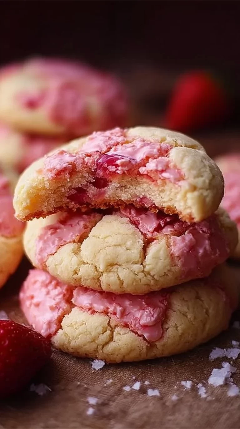 Soft strawberry cheesecake cookies on a plate