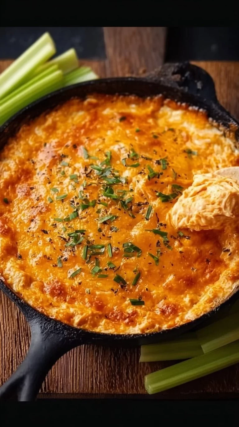 Bowl of creamy Buffalo Chicken Dip served with tortilla chips