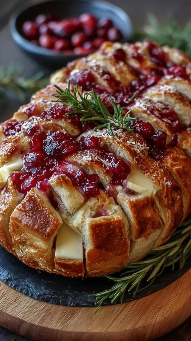 Cranberry Brie Pull-Apart Bread showcasing melted cheese and tangy cranberries