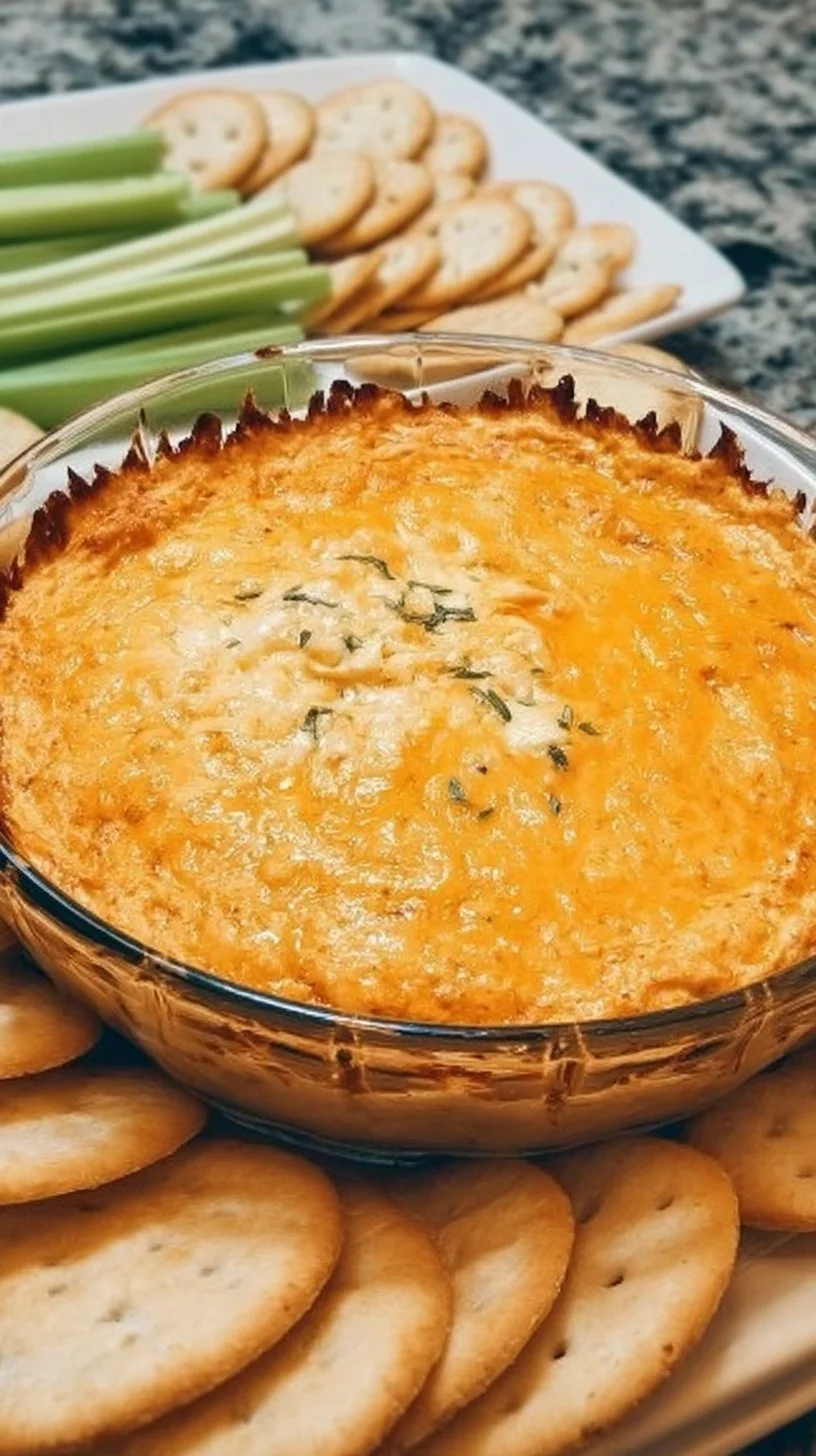 Delicious creamy and spicy Buffalo Chicken Dip served in a bowl with tortilla chips