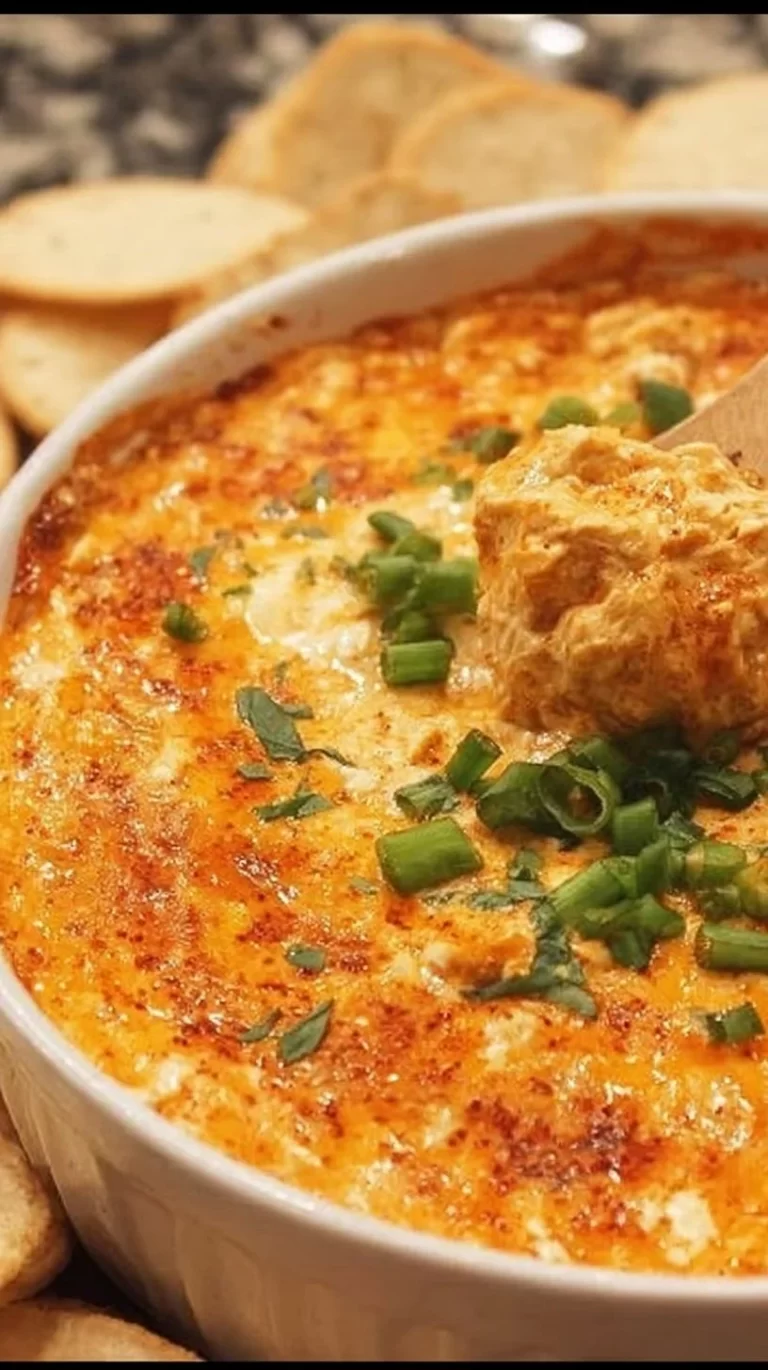 Delicious creamy cheesy Buffalo Chicken Dip served in a bowl