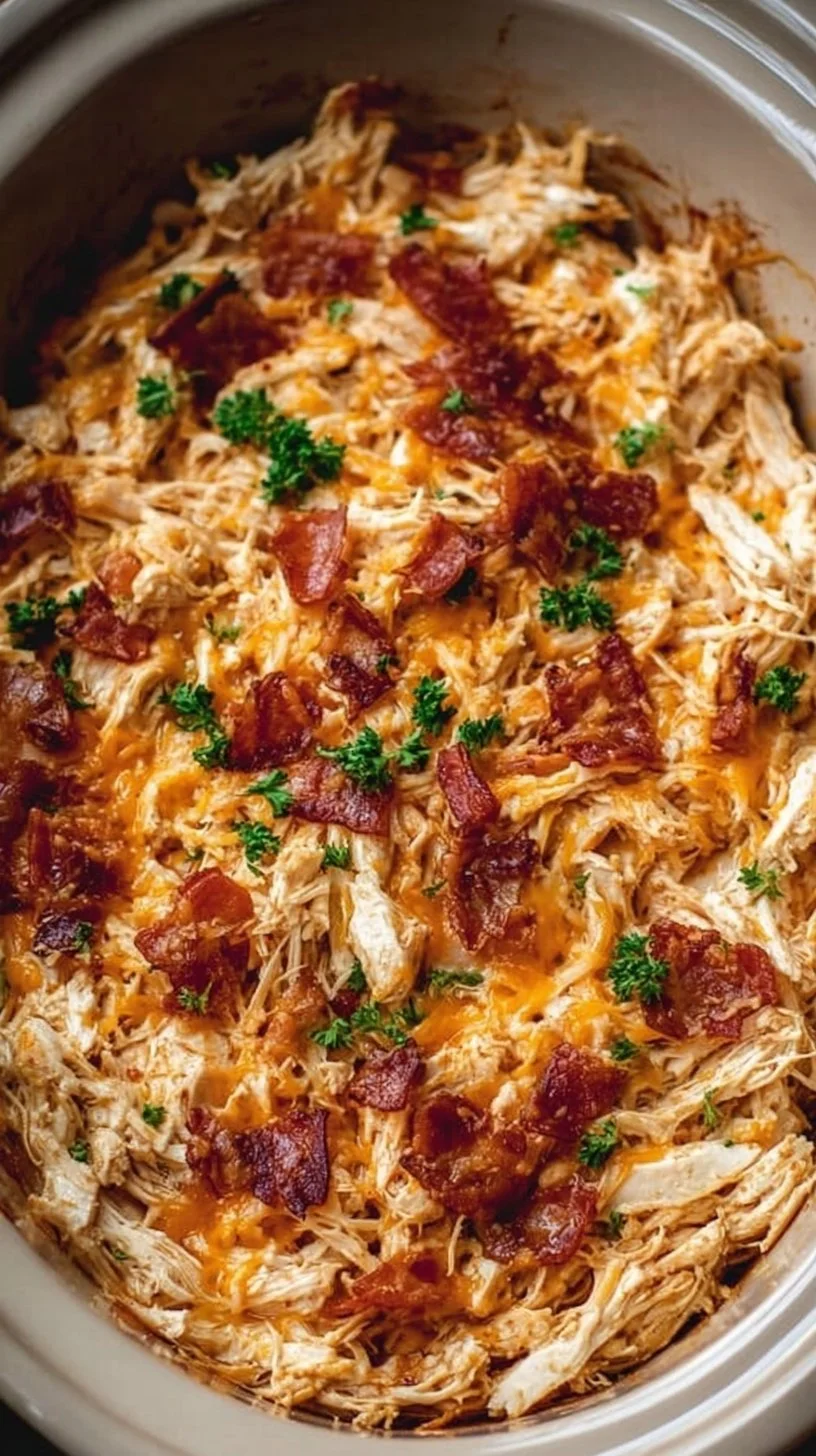 Delicious slow-cooked Crockpot Crack Chicken ready to serve.