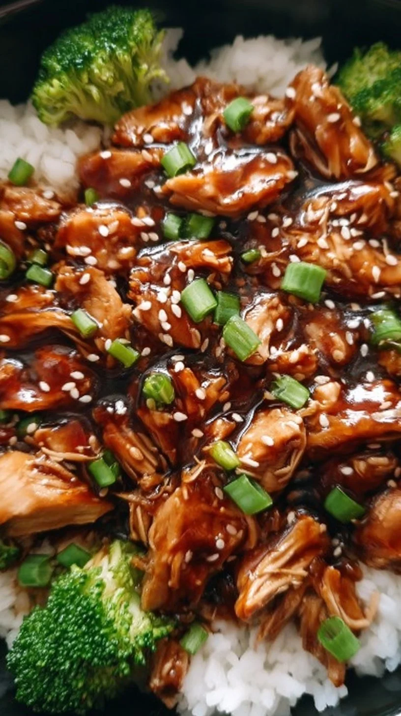 Delicious Dump and Go Crockpot Teriyaki Chicken ready to serve