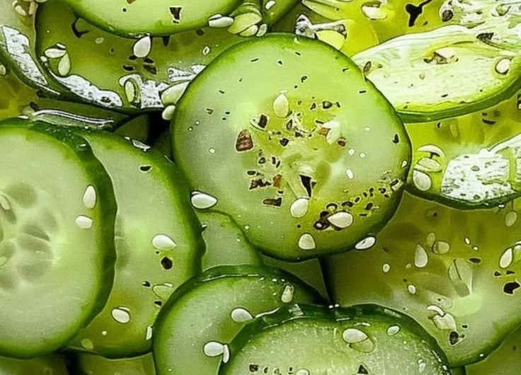 Easy cucumber salad with vinegar and dill in a bowl