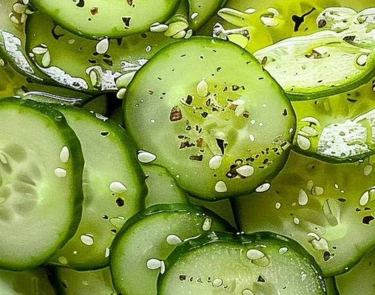 Easy cucumber salad with vinegar and dill in a bowl