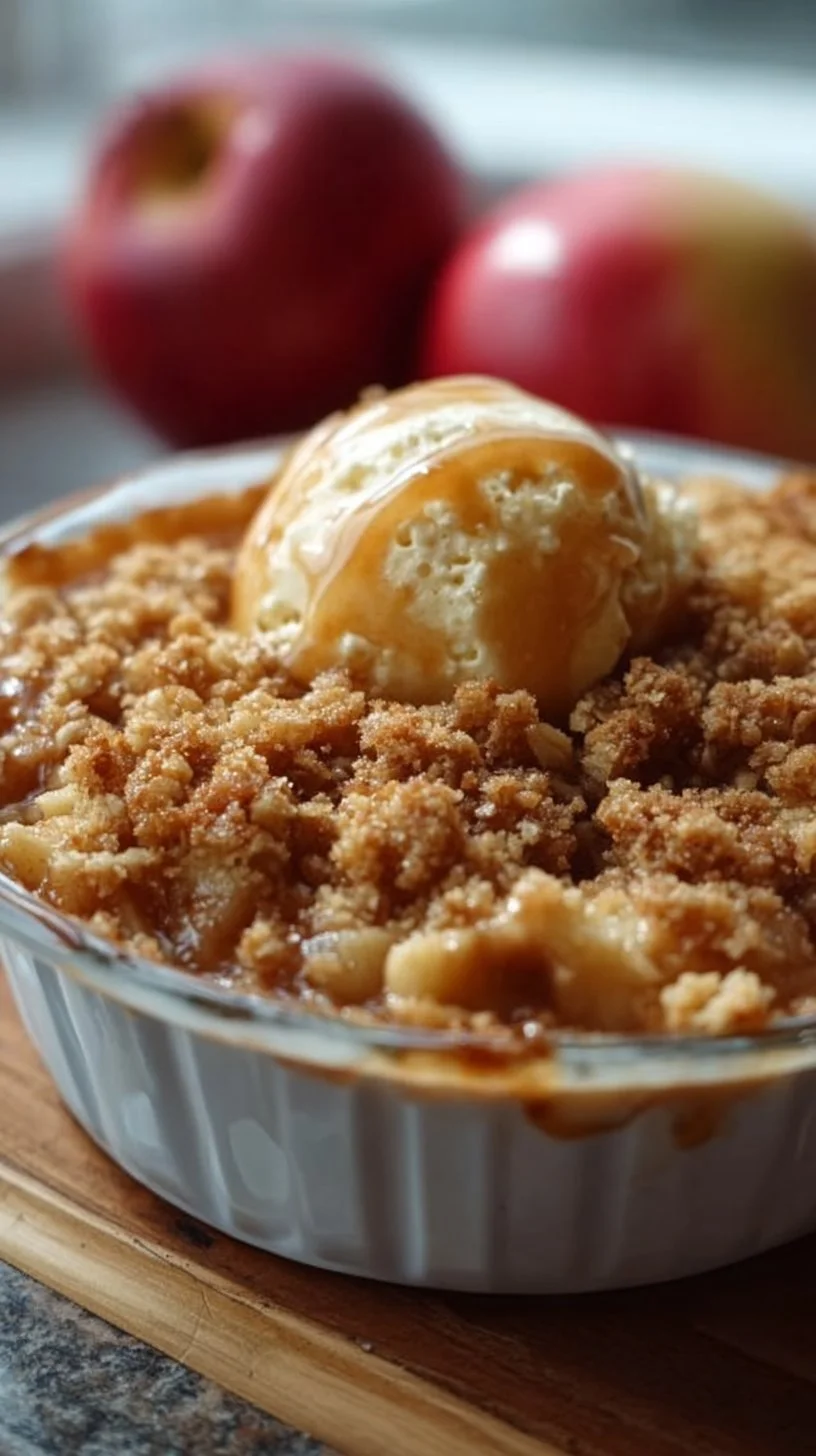Delicious easy homemade apple crisp topped with a golden oat crumble
