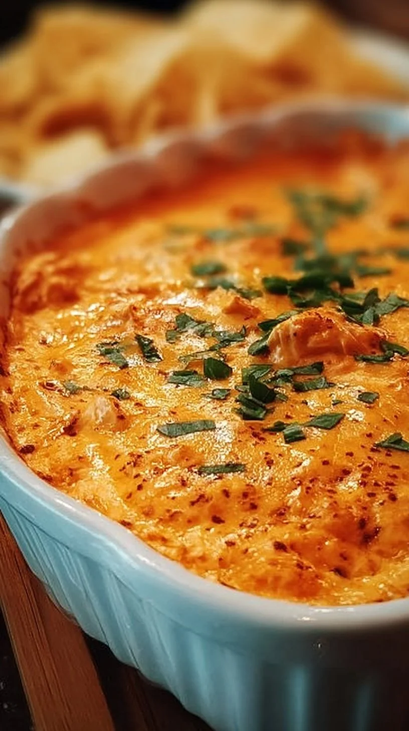 Bowl of Frank's Red Hot Buffalo Chicken Dip served with tortilla chips