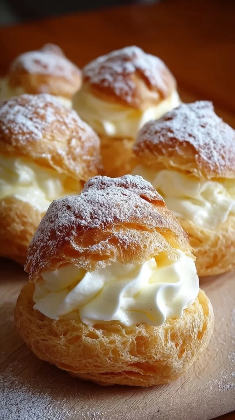 Delicious cream puffs topped with powdered sugar, a family favorite dessert