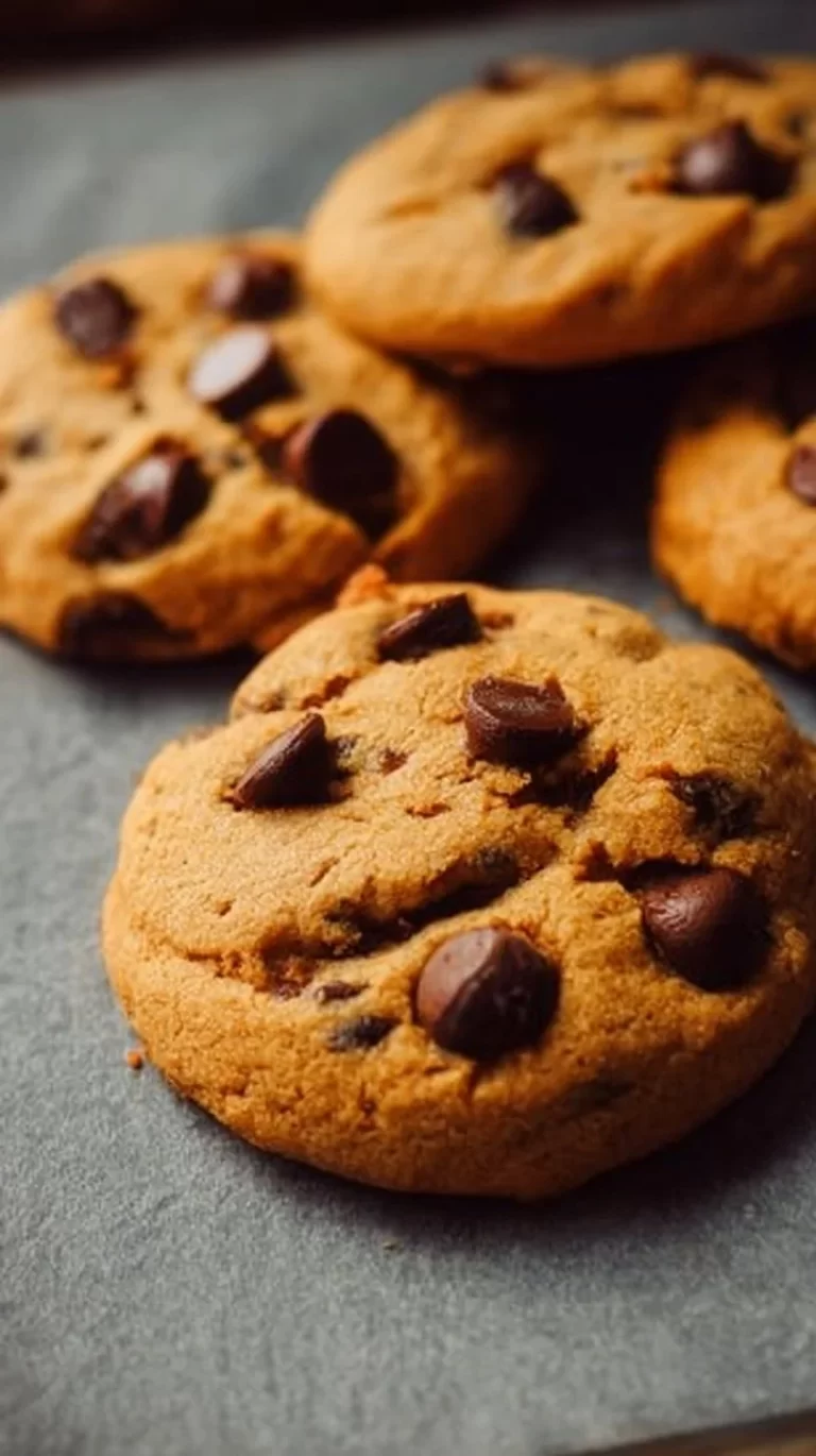 Delicious pumpkin chocolate chip cookies on a baking sheet