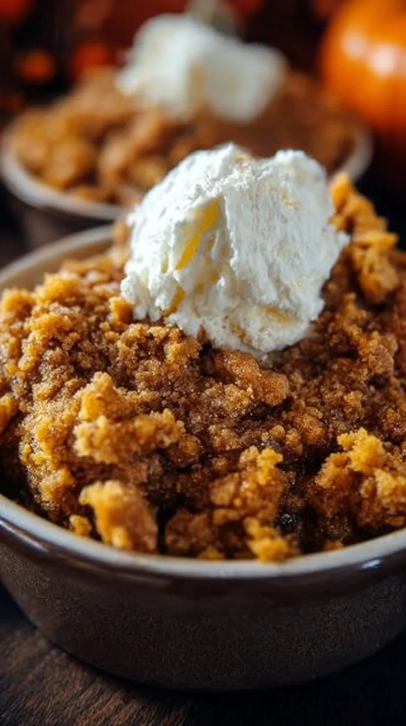 Delicious Pumpkin Pie Crisp with a golden crumble topping