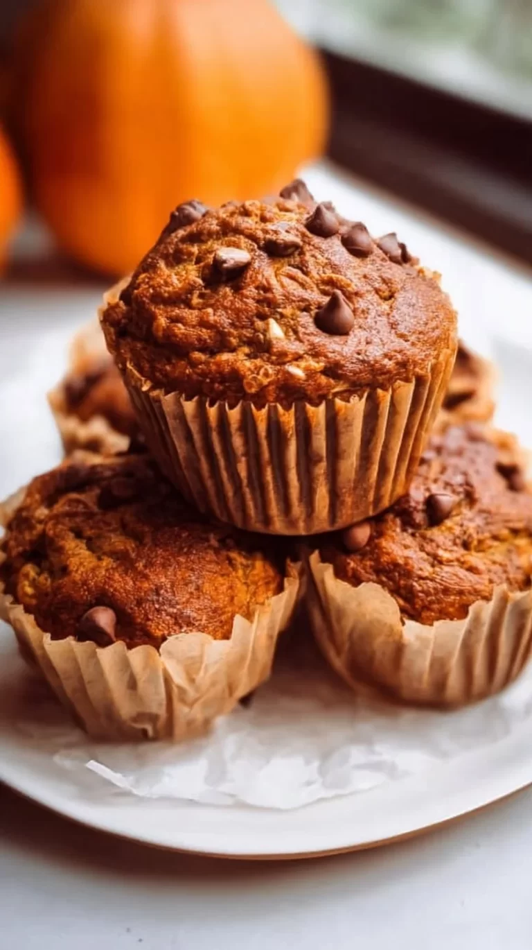 Healthy pumpkin protein muffins topped with walnuts and spices