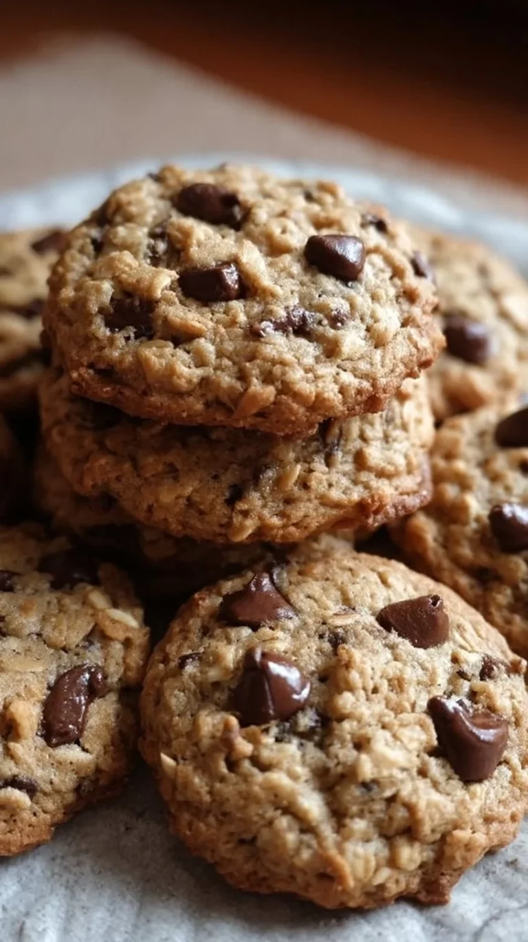 Soft and chewy oatmeal chocolate chip cookies on a baking sheet