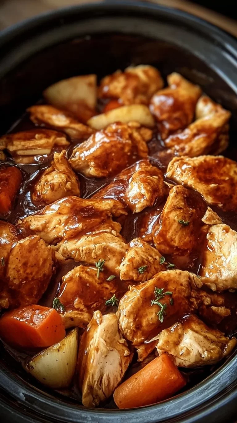 Sweet Baby Ray's Crockpot Chicken recipe with tender chicken and barbecue sauce