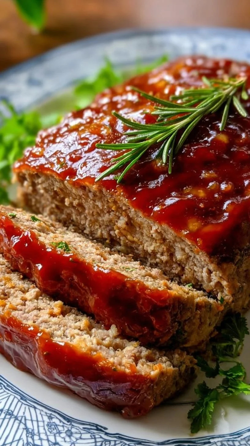 Delicious turkey meatloaf served with vegetables and mashed potatoes.