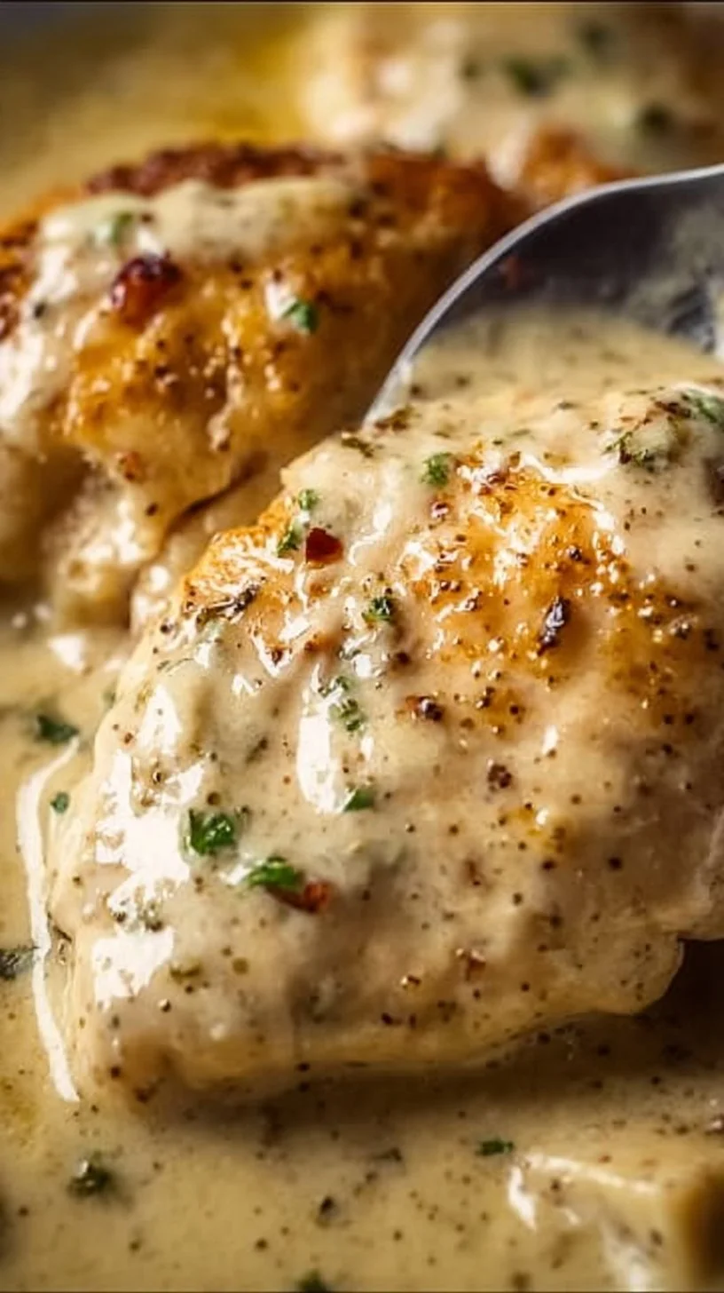 Creamy crock pot ranch chicken served in a bowl with herbs and spices